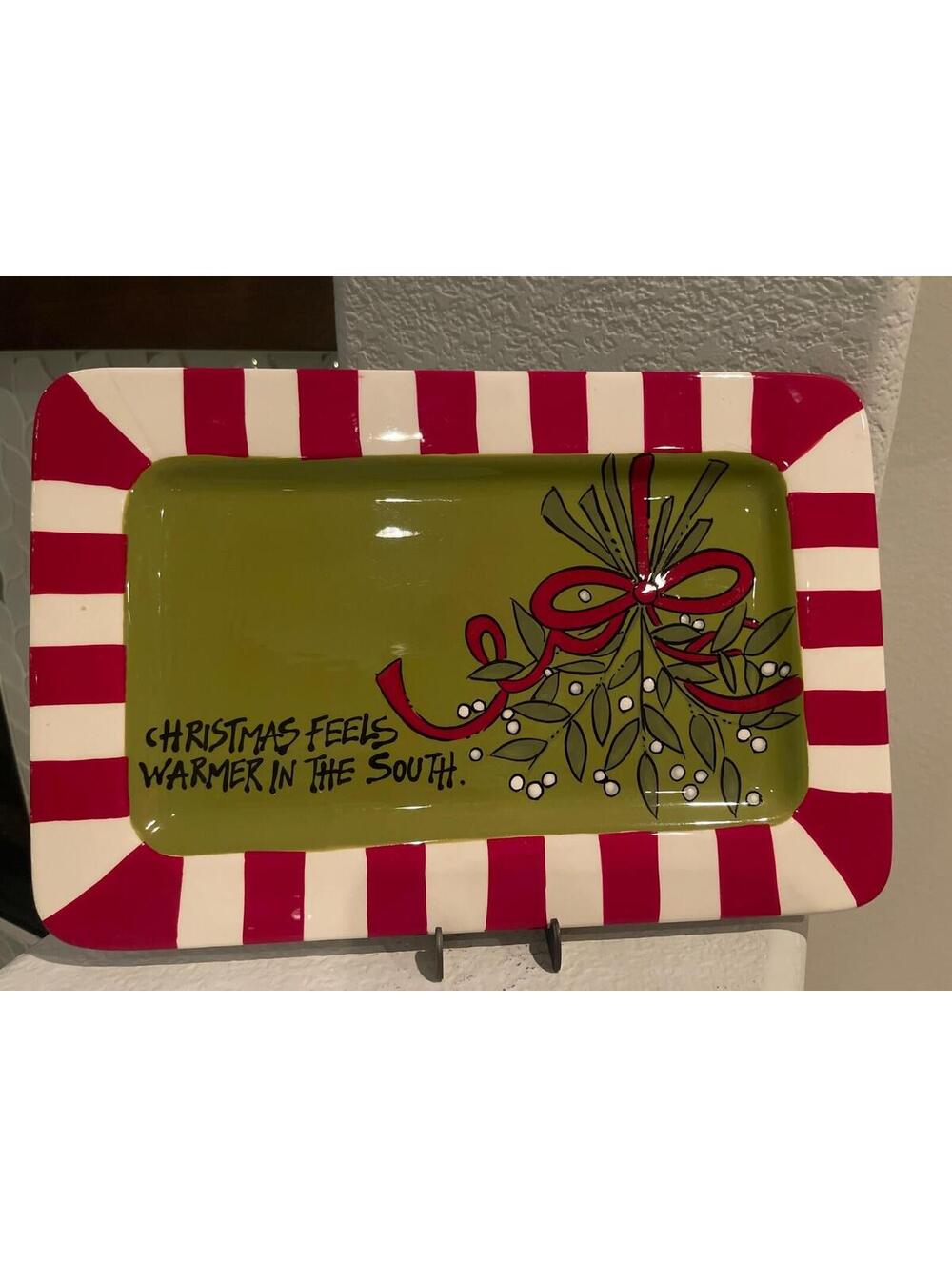 T Cabells Too Christmas rectangle platter Christmas feels warmer in the south